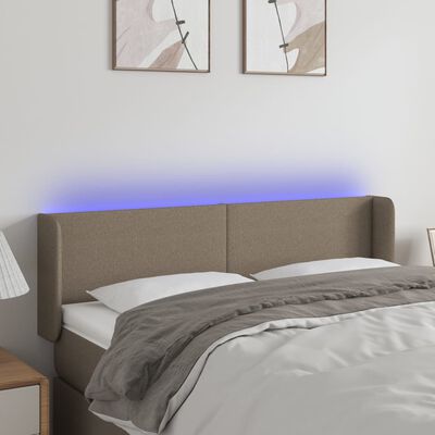 vidaXL Tăblie de pat cu LED, gri taupe, 147x16x78/88 cm, textil