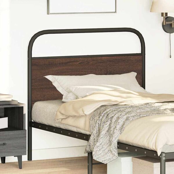 vidaXL Tăblie de pat de schimb, stejar maro, 107 cm, lemn prelucrat și oțel