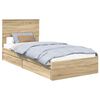 vidaXL Pat cu storage Stejar Sonoma 90 x 200 cm Lemn prelucrat