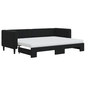 vidaXL Pat de zi cu extensie și saltea, negru, 80x200 cm, catifea