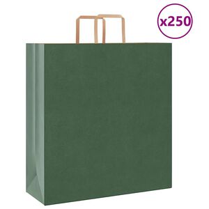 vidaXL Saci de h&acirc;rtie 250 buc cu m&acirc;nere verde 45x17x48 cm