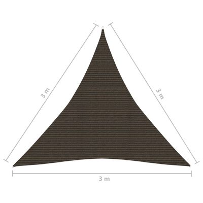 vidaXL Pânză parasolar, maro, 3x3x3 m, HDPE, 160 g/m²