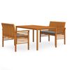 vidaXL Set mobilier de exterior cu perne, 3 piese, lemn masiv acacia