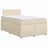 vidaXL Pat boxspring cu saltea cu headboard Crem 120 x 190 cm Țesătură