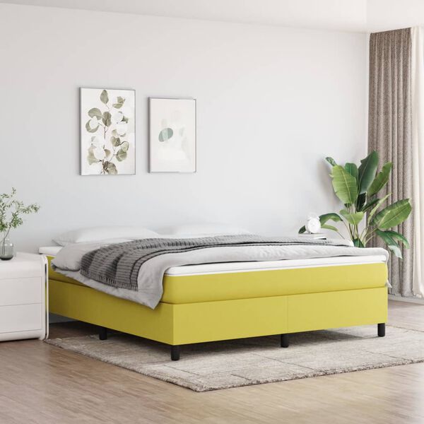 vidaXL Pat box spring cu saltea, verde, 180x200 cm, textil