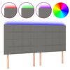 vidaXL Tăblie de pat cu LED, gri &icirc;nchis, 200x5x118/128 cm, textil