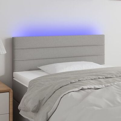 vidaXL Tăblie de pat cu LED, gri deschis, 90x5x78/88 cm, textil