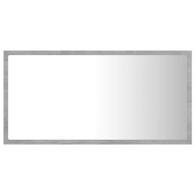 vidaXL Oglindă de baie cu LED, gri beton, 80x8,5x37 cm, acril
