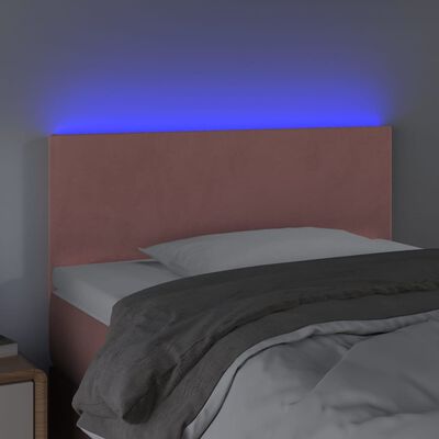 vidaXL Tăblie de pat cu LED, roz, 80x5x78/88 cm, catifea