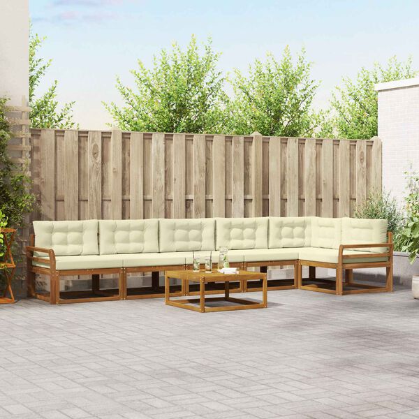 vidaXL Set de canapele de exterior cu pernă 7 pcs Natural și Crem