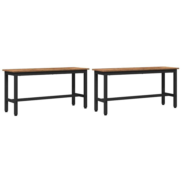 vidaXL Bancă de Dining 2 pcs Lemn vechi 100 x 32,5 x 48,5 cm