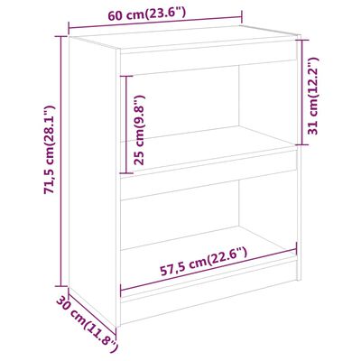 vidaXL Bibliotecă/Separator cameră,gri,60x30x71,5 cm,lemn masiv de pin