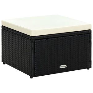 vidaXL Taburet otoman din poliratan, 53 x 53 x 30 cm, negru