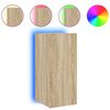 vidaXL Comodă TV de perete cu lumini LED, stejar sonoma, 30,5x35x70 cm