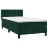 vidaXL Pat box spring cu saltea, verde &icirc;nchis, 80x200 cm, catifea