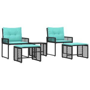 vidaXL Set de Mobilier pentru Exterior 5 buc. Negru și Turcoaz