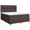 vidaXL Pat box spring cu saltea, maro &icirc;nchis, 200x200 cm, textil