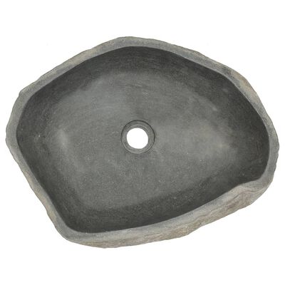 vidaXL Chiuvetă din piatră de râu, 45-53 cm, ovală