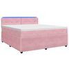 vidaXL Pat boxspring cu saltea cu benzi LED Roz 180 x 200 cm Catifea