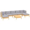 vidaXL Set mobilier de grădină cu perne, 8 piese, gri, lemn de pin