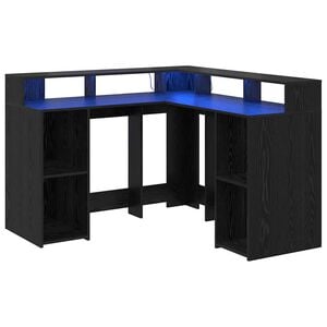vidaXL Birou Stejar Negru Lemn prelucrat 130 x 130 x 91 cm