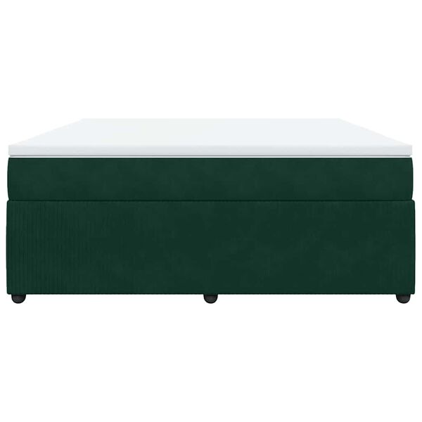 vidaXL Pat box spring cu saltea, verde &icirc;nchis, 180x200 cm, catifea