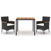 vidaXL Set mobilier de grădină cu perne, 3 piese, negru, poliratan