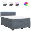 vidaXL Pat box spring cu saltea, gri &icirc;nchis, 160x200 cm, catifea