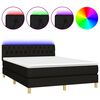 vidaXL Pat cu arcuri, saltea și LED, negru, 140x190 cm, textil