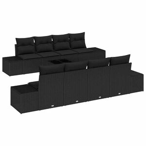 vidaXL Set de canapele pentru grădină cu pernă 8 pcs Negru poliratan
