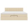 vidaXL Cadru de pat otoman cu saltele crem 200x200cm stofa