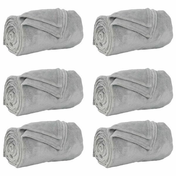 vidaXL Pături de aruncat 6 pcs Gri 130 x 150 cm Molton