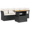 vidaXL Set mobilier de grădină cu perne, 5 piese, negru, poliratan