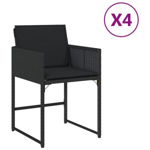 vidaXL Scaune de grădină cu perne, 4 buc., negru, poliratan