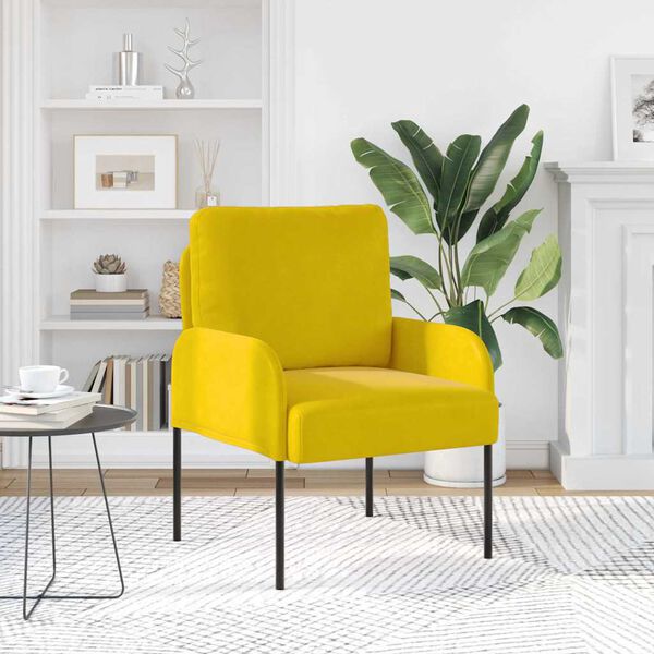 vidaXL Canapele cu pernă 55cm Galben placaj