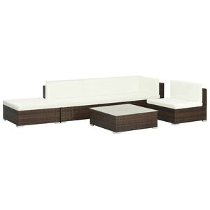 vidaXL Set mobilier de grădină cu perne, 6 piese, maro, poliratan