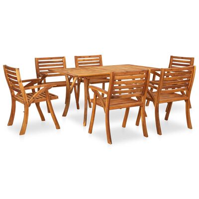 vidaXL Set mobilier de masă pentru grădină, 7 piese, lemn masiv acacia