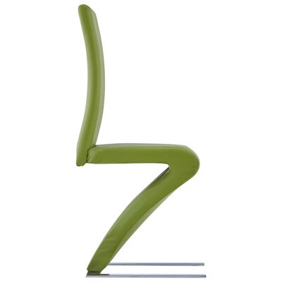 vidaXL Scaune de bucătărie în zigzag, 4 buc., verde, piele ecologică