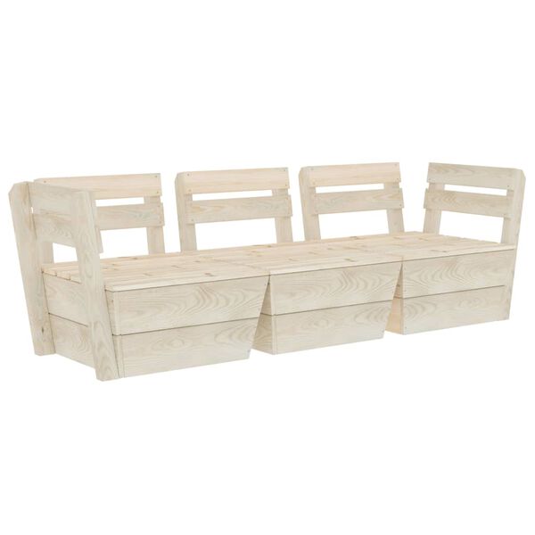 vidaXL Canapea de grădină din paleți cu 3 locuri lemn de molid tratat