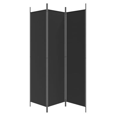 vidaXL Paravan de cameră cu 3 panouri, negru, 150x200 cm, textil