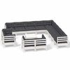 vidaXL Set mobilier grădină cu perne, 14 piese, alb, lemn masiv pin