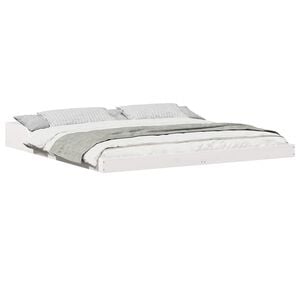 vidaXL Cadru de pat Alb 200 x 200 cm Lemn de pin masiv