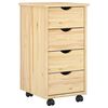 vidaXL Cabinet mobil cu roata Maro 65,5 x 34 x 39 cm Lemn de pin masiv
