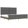 vidaXL Cadru de pat cu headboard Gri &icirc;nchis 200 x 200 cm țesătură