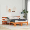 vidaXL Cadru de pat cu headboard Maro 140 x 190 cm Lemn de pin masiv