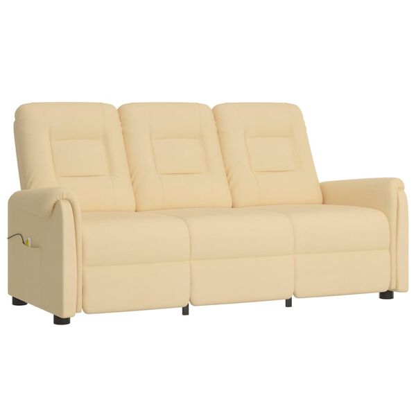 vidaXL Fotoliu rabatabil de masaj cu 3 locuri, crem, microfibră
