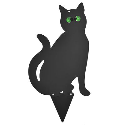 vidaXL Set cu sperietori în formă de pisică, 3 piese, negru, oțel