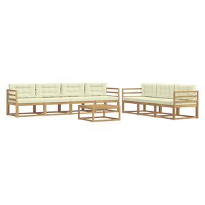 vidaXL Set de canapele de exterior 7 buc. Alb și crem