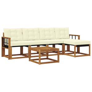 vidaXL Set de canapele de exterior cu pernă 6 pcs Natural și Crem