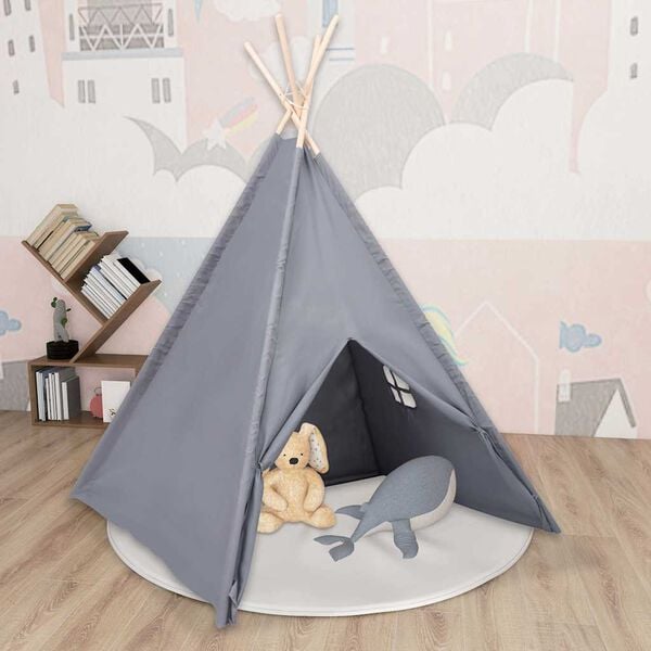 vidaXL Cort de copii teepee cu geantă, gri 120x120x150 cm, piersică
